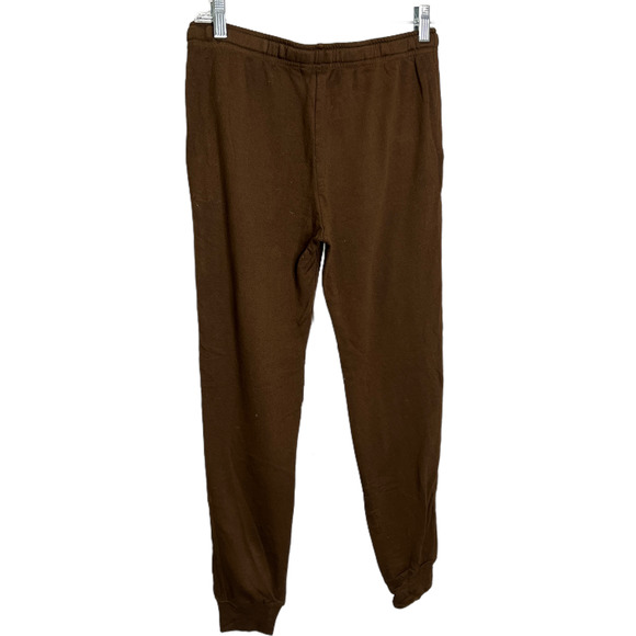 Monrow Women's Jogger Pants Drawstring Brown Loose Tapered Cotton High Rise XS - Picture 1 of 8